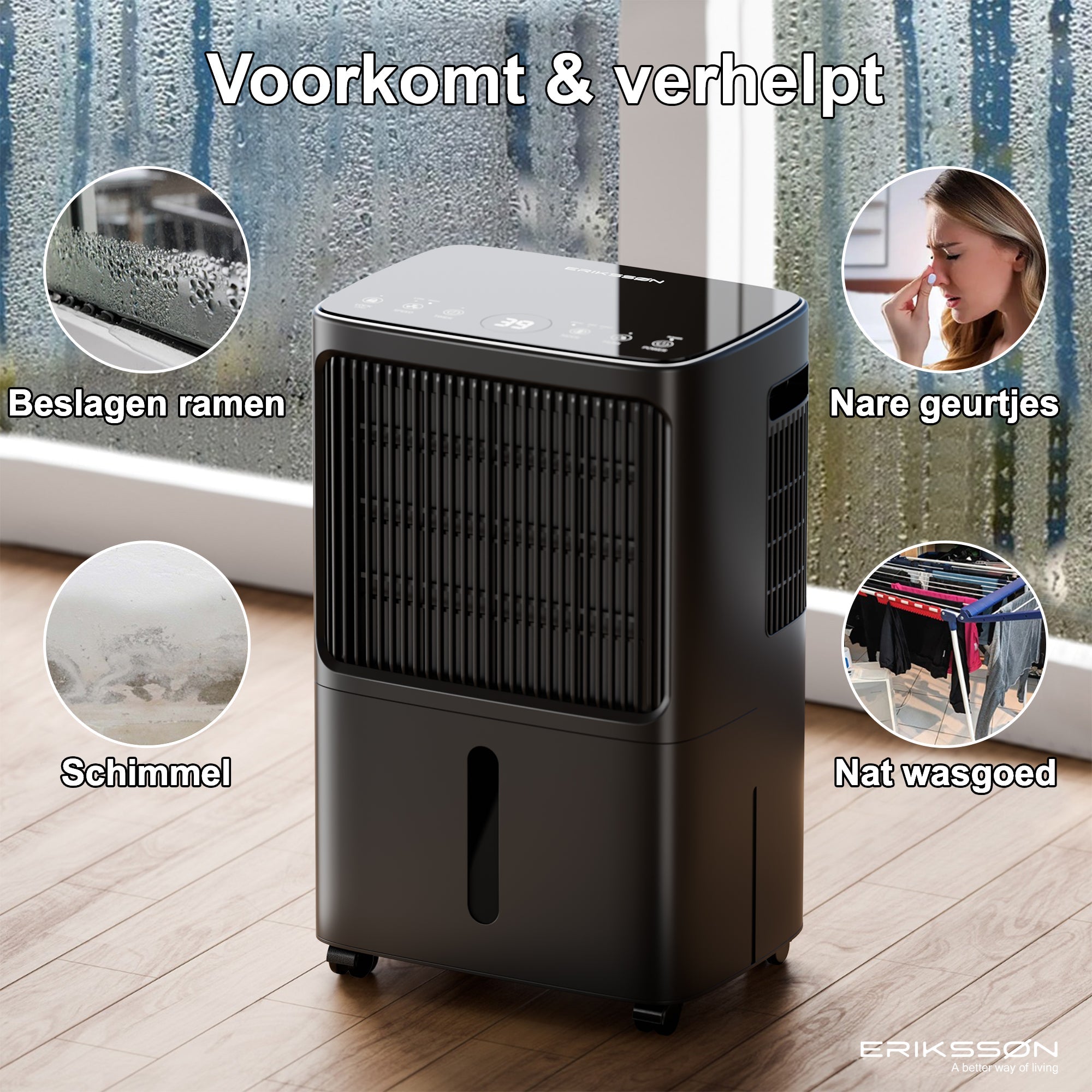 Erikssøn Luchtontvochtiger Dry Pro Plus - Ontvochtigt Tot 16 Liter Per Dag - Erikssøn