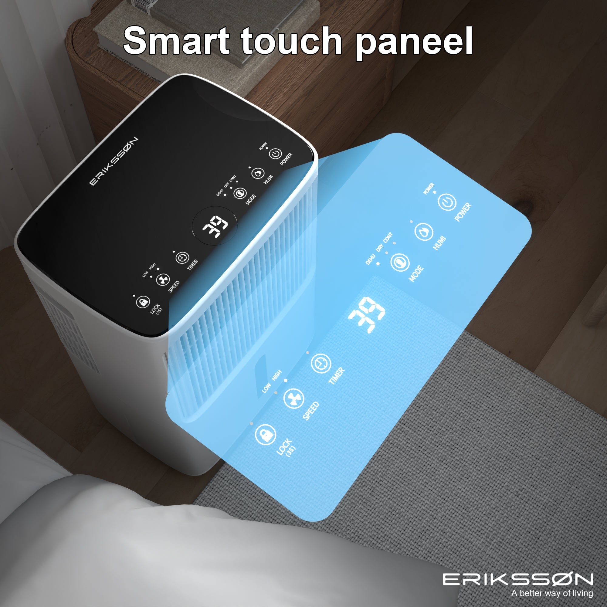 Erikssøn Luchtontvochtiger Dry Pro Plus - Ontvochtigt Tot 16 Liter Per Dag Wit - Erikssøn