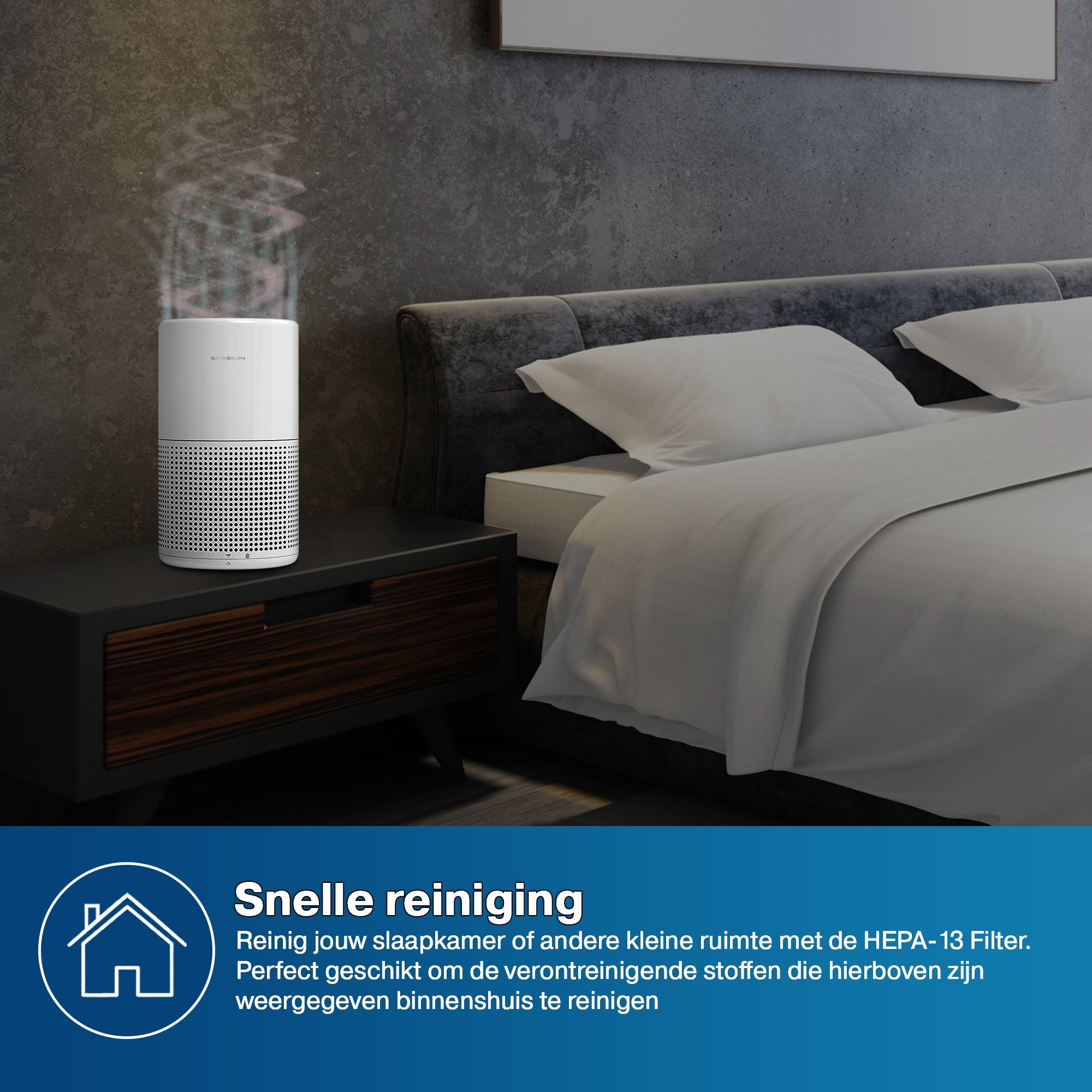Erikssøn Luchtreiniger Air Pure Prime - Met 2x HEPA - Filter - 70 m3/u - Wit - Erikssøn