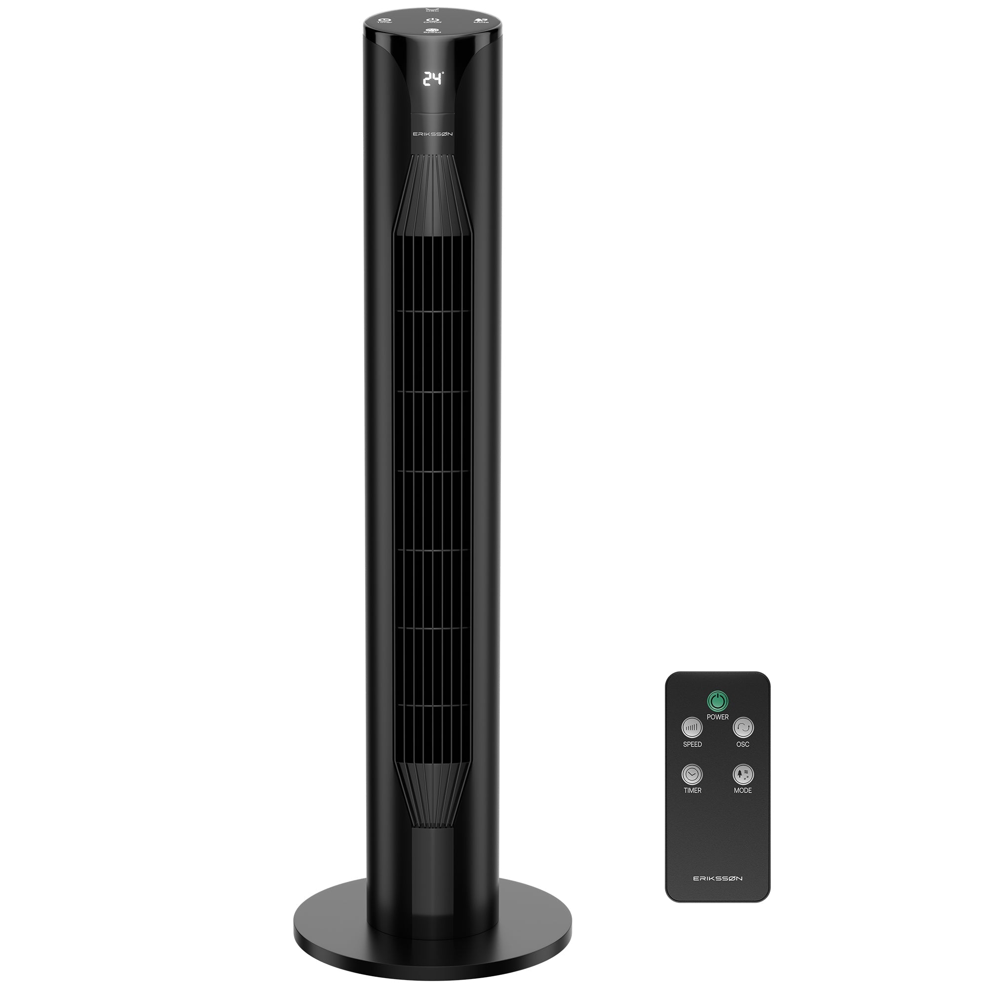 Erikssøn Torenventilator - Silent Comfort Series - Staande Ventilator met Afstandsbediening - Timer - 55W - 39 dB - 106cm - Zwart - Erikssøn