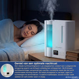 Erikssøn Luchtbevochtiger Elite - 8 Liter - Geschikt voor Woonkamer, Kantoor, Slaapkamer, Babykamer - Humidifier - Met Aromatherapie - Wit