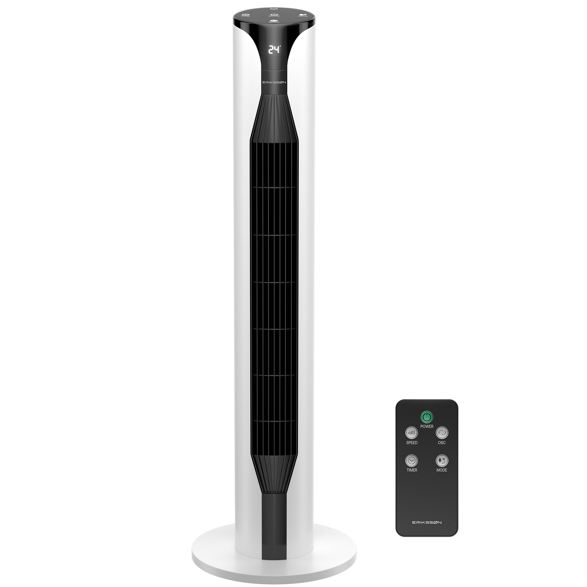 Erikssøn Torenventilator - Silent Comfort Series - Staande Ventilator met Afstandsbediening - Timer - 55W - 39 dB - 106cm - Wit