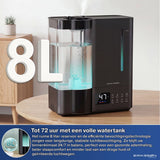 Erikssøn Luchtbevochtiger Elite - 8 Liter - Geschikt voor Woonkamer, Kantoor, Slaapkamer, Babykamer - Humidifier - Met Aromatherapie - Zwart - Erikssøn