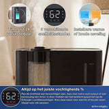 Erikssøn Luchtbevochtiger Elite - 8 Liter - Geschikt voor Woonkamer, Kantoor, Slaapkamer, Babykamer - Humidifier - Met Aromatherapie - Zwart - Erikssøn