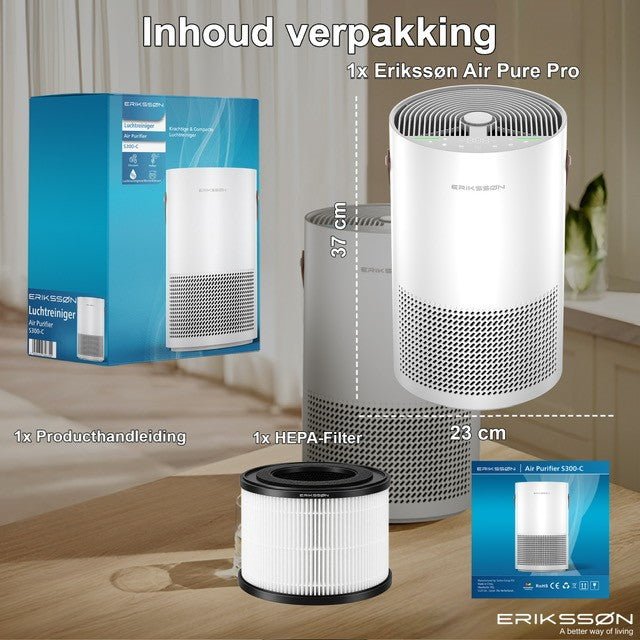 Erikssøn Luchtreiniger Air Pure Pro - 397 m3/u - Wit - Erikssøn